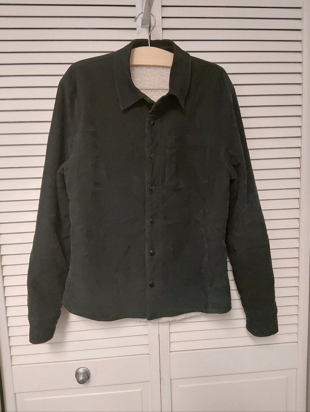 James Perse Grey Corduroy Sherpa Lined Button-Up Shirt Jacket